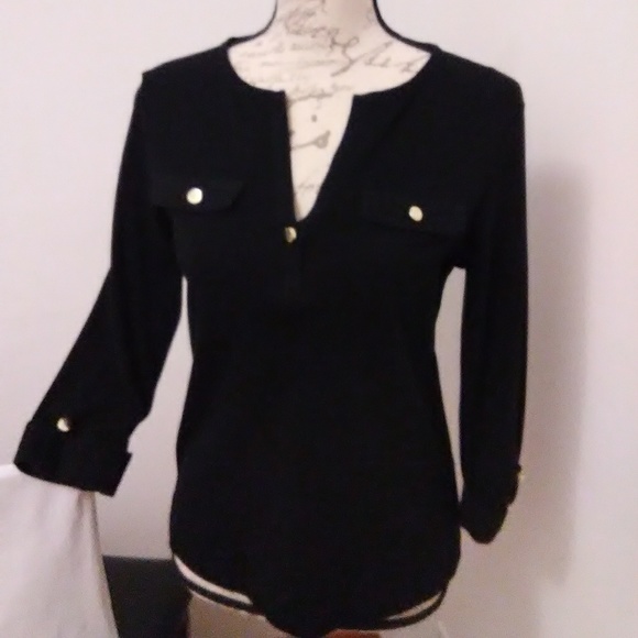 Charter Club Tops - Black top w/ gold accent buttons